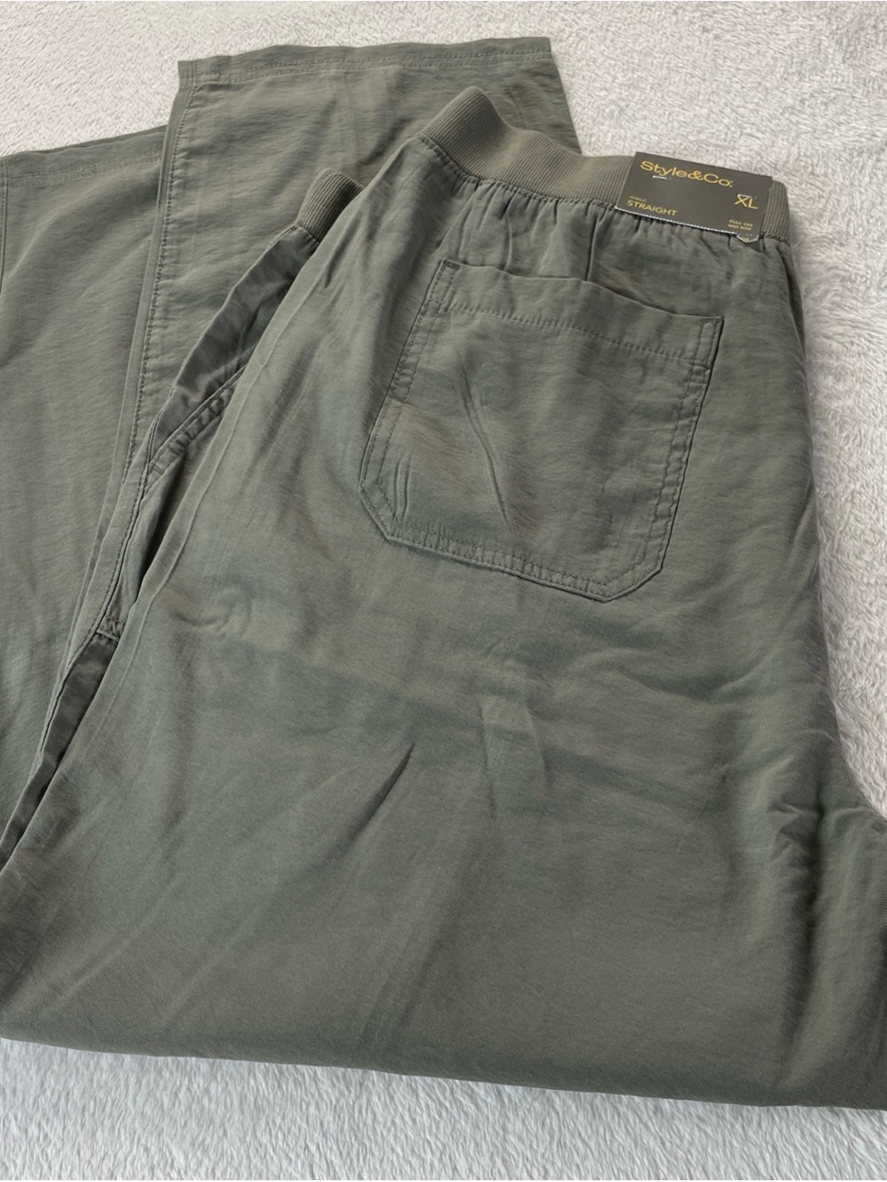 NWT Style & Co Women’s Pull-On Wide Leg Ankle Pants Mid Rise Macy’s ~XL Olive